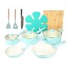 HAWOK Kitchen Ceramic Non-stick coating Induction Cookware Sets - 15 Piece pressed Aluminum Pots and Frying Sauce Pans Set with BAKELITE Handles and G