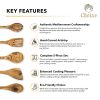 Olive Wood Kitchen Utensil Set - 5 Pcs Hand-Carved Wooden Cooking Spoon and Spatula Set for Nonstick Cookware