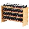 36 Bottle Stackable Modular Wine Rack, 4-Tier Solid Bamboo Wood Storage Racks, Floor Freestanding Wines Holder Display Shelf