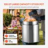 Stainless Steel Stockpot, 100 Quart Large Cooking Pots, Cookware Sauce Pot with Basket, Lid, and Handle, Heavy Duty Commercial Grade Stock Pot