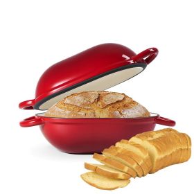 Kitchen Multi-usage Cast Iron Pot with Handles for Bread Baking (Type: Cookware, Color: Red)